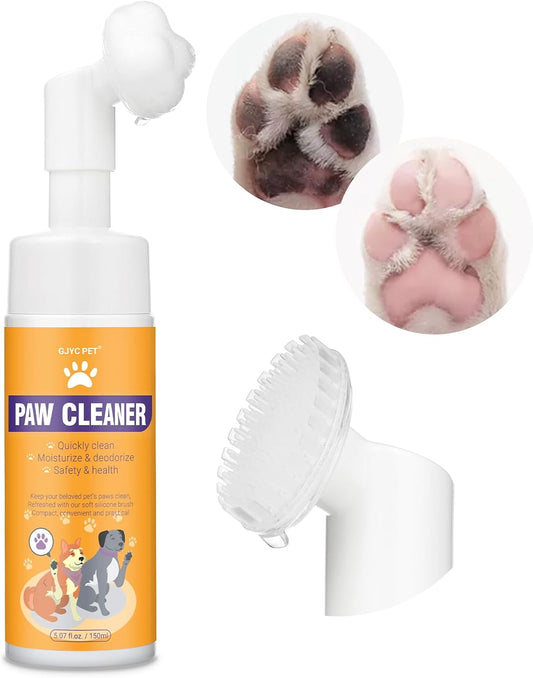 No-Rinse Foaming Paw Cleaner with Soft Silicone Brush – Rose Scent